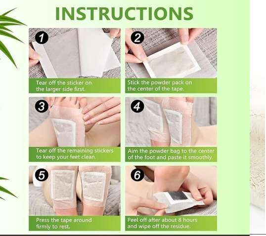 Natural Herbal Ginger Detox Foot Patches( 10 pack) – Warming Overnight Foot Pads for Pain Relief, Swelling & Deep Sleep