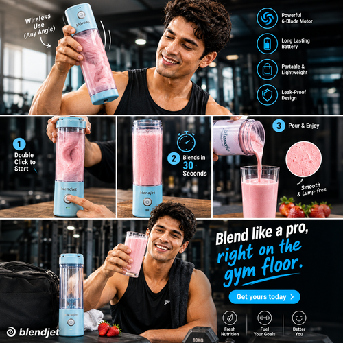 133 Portable USB Electric Juicer & Protein Shaker Bottle (6 Stainless Steel Blades) – Rechargeable Personal Blender for Fresh Juice, Smoothies & Gym Shakes