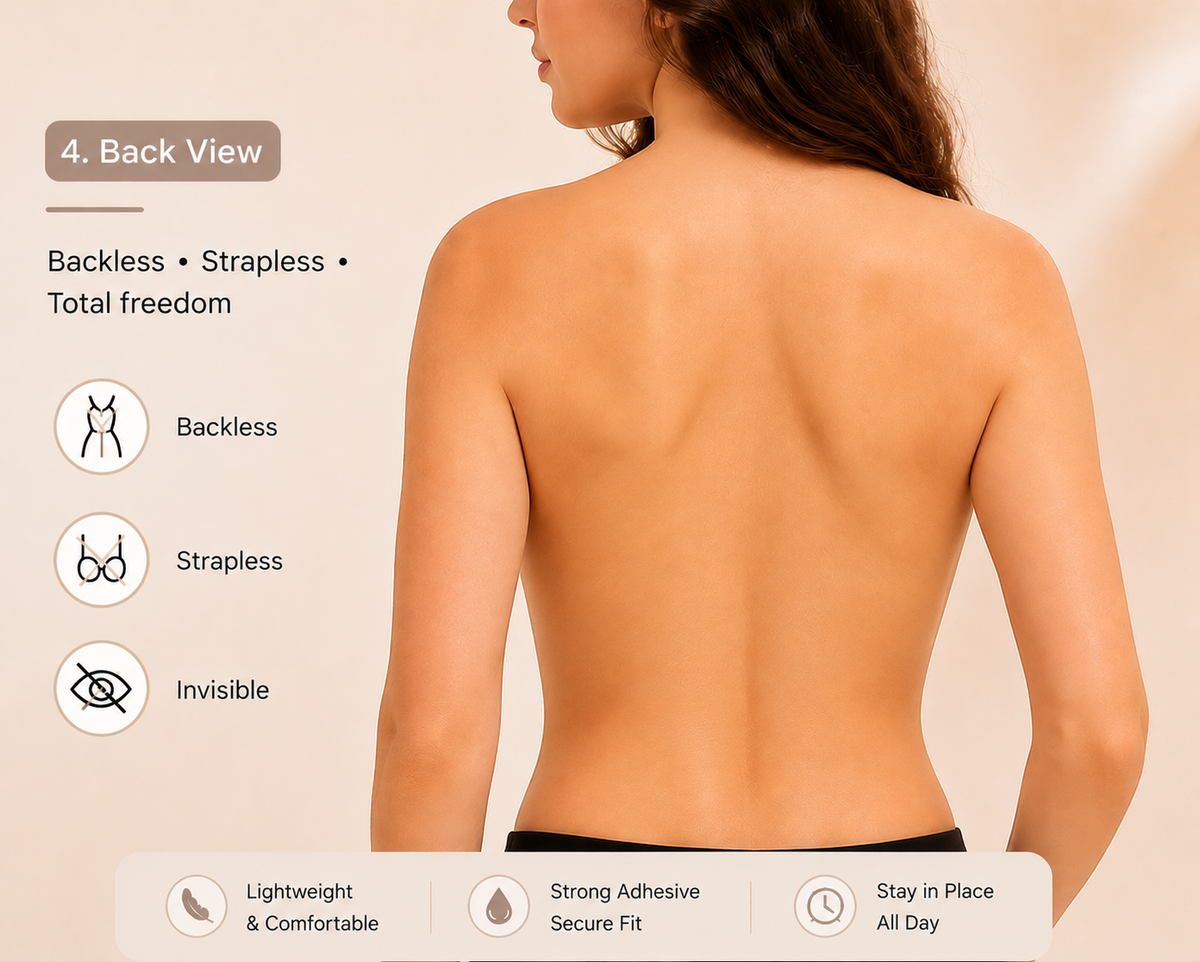 Adhesive Silicone Lift Bra – Strapless Backless Sticky Push-Up Bra