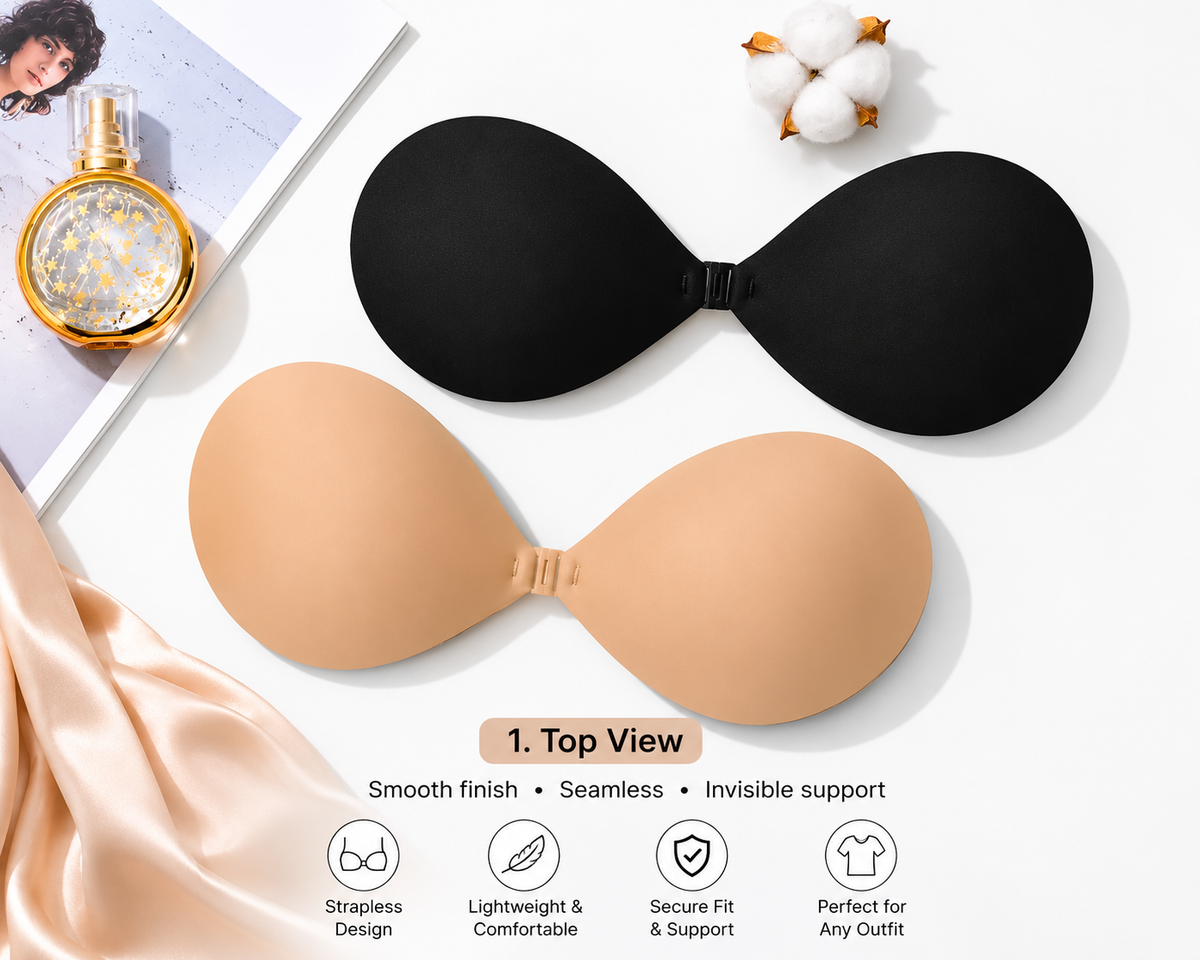 Adhesive Silicone Lift Bra – Strapless Backless Sticky Push-Up Bra