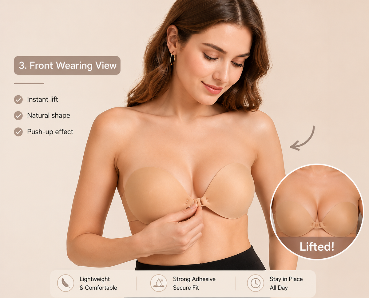 Adhesive Silicone Lift Bra – Strapless Backless Sticky Push-Up Bra