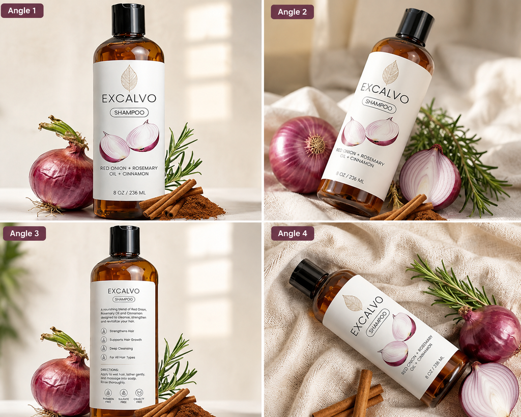 Red Onion, Rosemary & Cinnamon Hair Growth Shampoo ( Pack of 2) – Natural Anti-Hair Fall, Scalp Nourishing & Hair Regrowth Formula