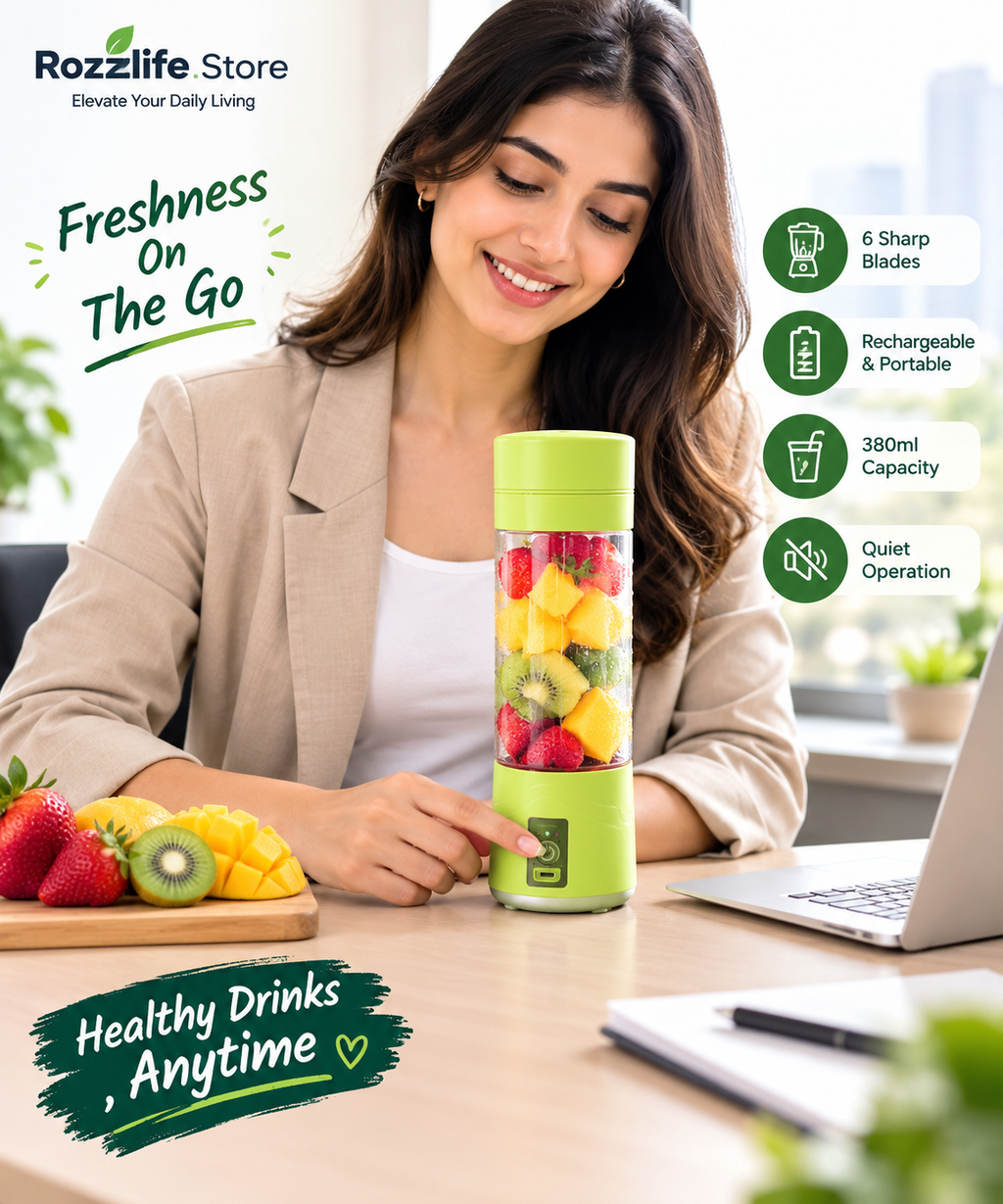 133 Portable USB Electric Juicer & Protein Shaker Bottle (6 Stainless Steel Blades) – Rechargeable Personal Blender for Fresh Juice, Smoothies & Gym Shakes