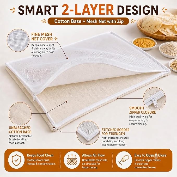 Compactly folded washable cotton food drying mat