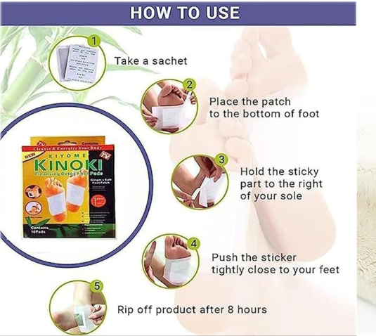 Natural Herbal Ginger Detox Foot Patches( 10 pack) – Warming Overnight Foot Pads for Pain Relief, Swelling & Deep Sleep